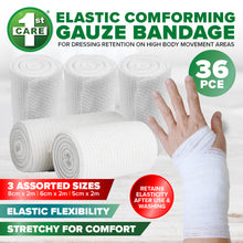 Charger l&#39;image dans la galerie, 1st Care 36PCE Elastic Gauze Bandages 3 Sizes Re-Usable Washable Stretchy
